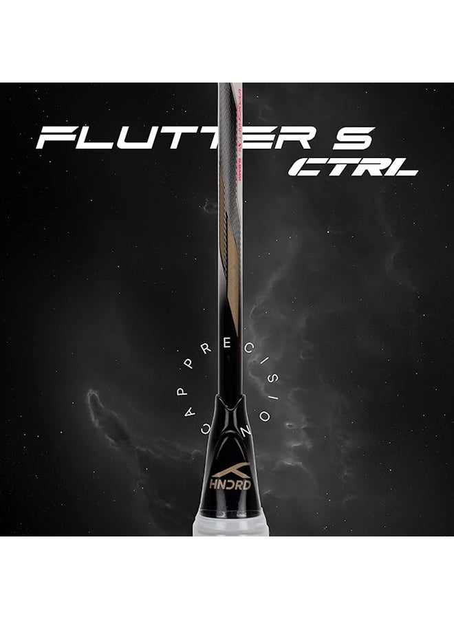 HUNDRED FLUTTER S CTRL Carbon Fibre Strung Badminton Racket with Full Racket Cover | For Intermediate Players | 80 grams | Maximum String Tension - 32lbs - Image 4