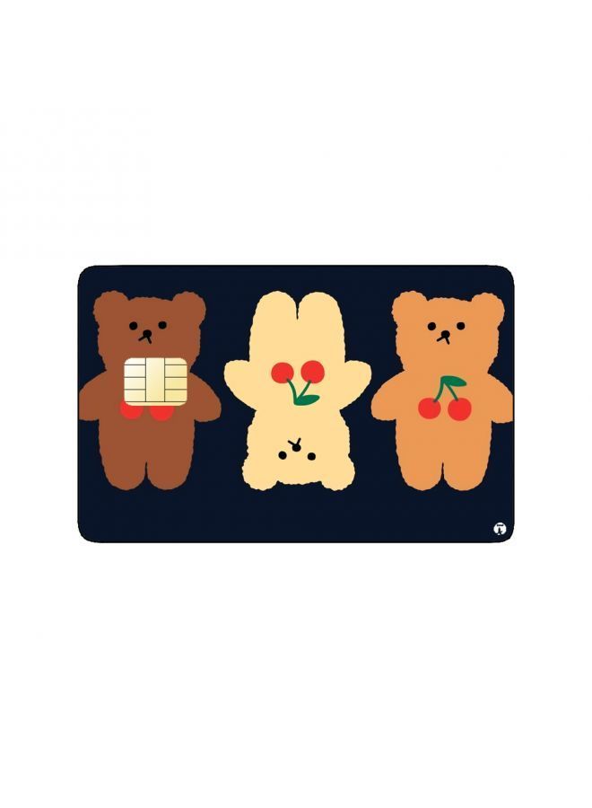 RKN PRINTED BANK CARD STICKER Cute Bears Drawing - Image 2