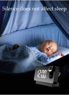 DUNISO ساعة منبه إسقاطية، ساعة منبه رقمية مع شاحن USB، ساعة منبه عالية الصوت بمرآة LED مناسبة للأطفال وكبار السن الذين ينامون، ساعة منبه ذكية مع إسقاط سقف مناسبة لمكتب المكتب وغرفة النوم وطاولة السرير  - Image 4