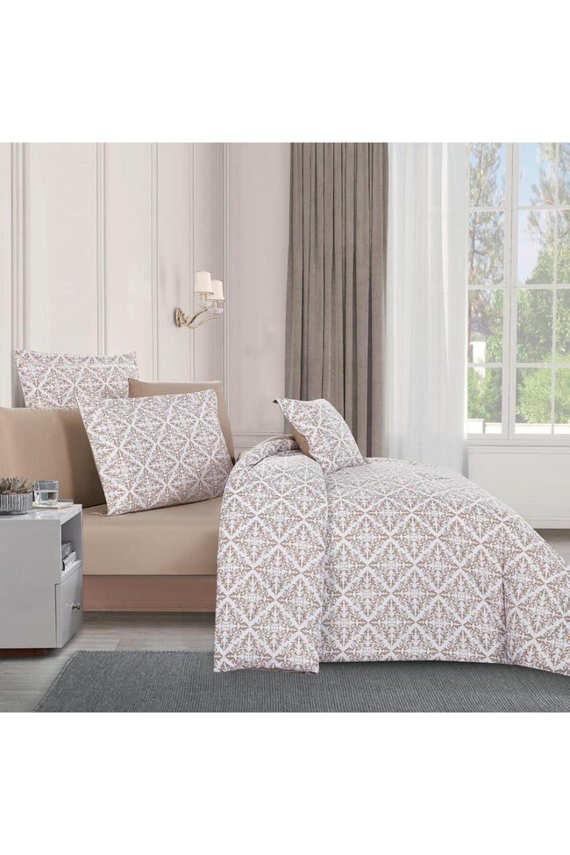 ميلين طقم مفرش سرير صيفي مزدوج وجهين 7 قطع – يناسب سرير بمقاس 200x200 – أوركا- أبيض - بيج غامق - Image 3