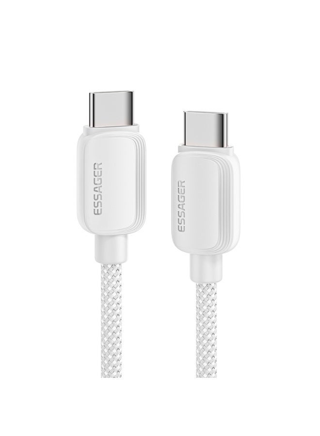 ايساجر كابل شحن سريع من إساجر 5 أمبير بقدرة 100 واط تايب سي إلى تايب سي، متوافق مع PD3.0 وQC3.0، مضفر من النايلون، بطول 2 متر – أبيض - Image 1