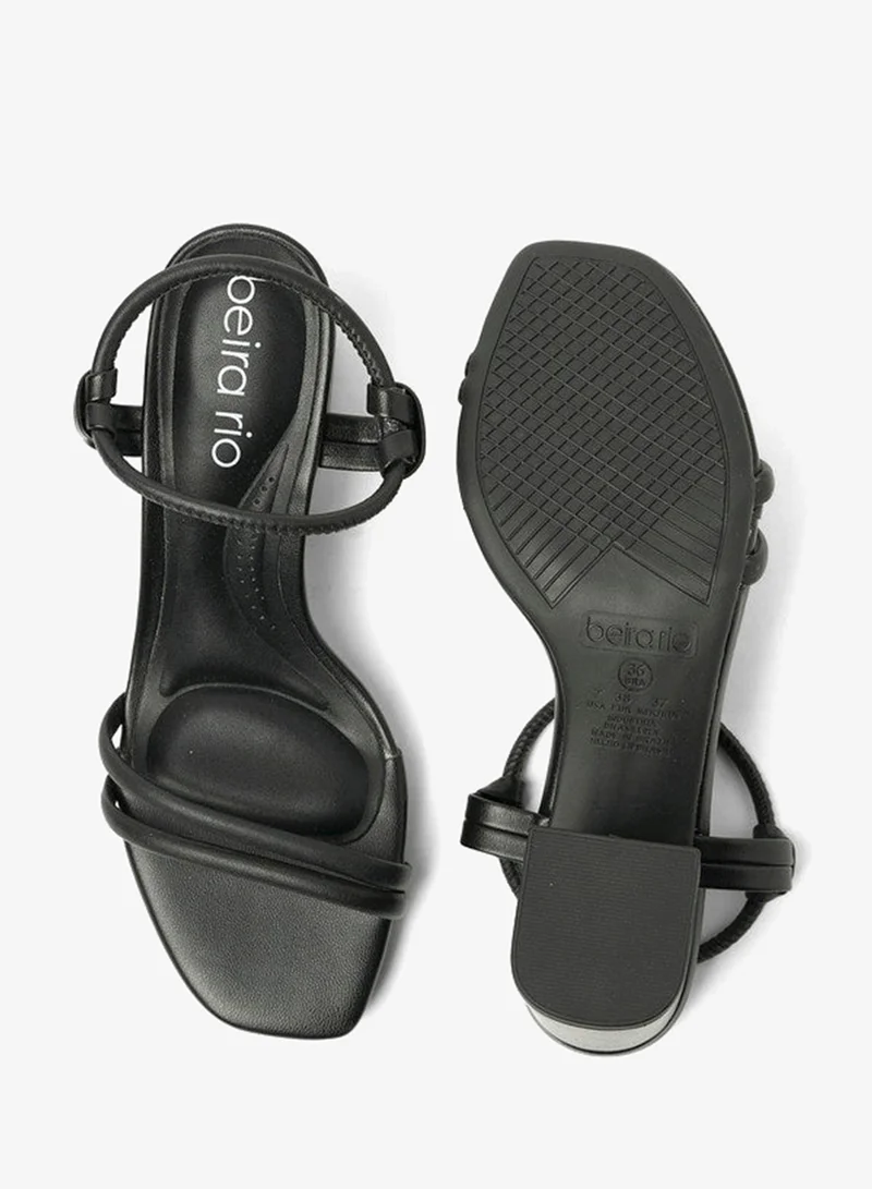 Beira Rio Black Mid Heels Sandals for Women – Sling Back Heel Sandals for Girls with Ankle Strap for Women | Best Price UAE