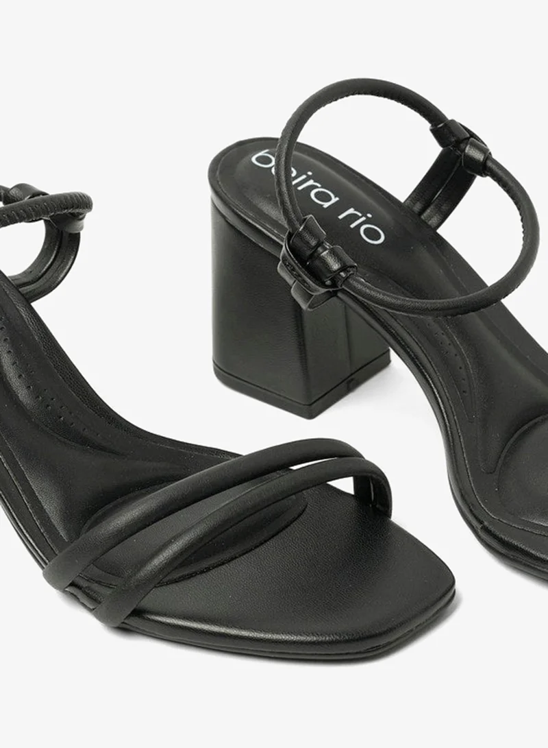 Beira Rio Black Mid Heels Sandals for Women – Sling Back Heel Sandals for Girls with Ankle Strap for Women | Best Price UAE
