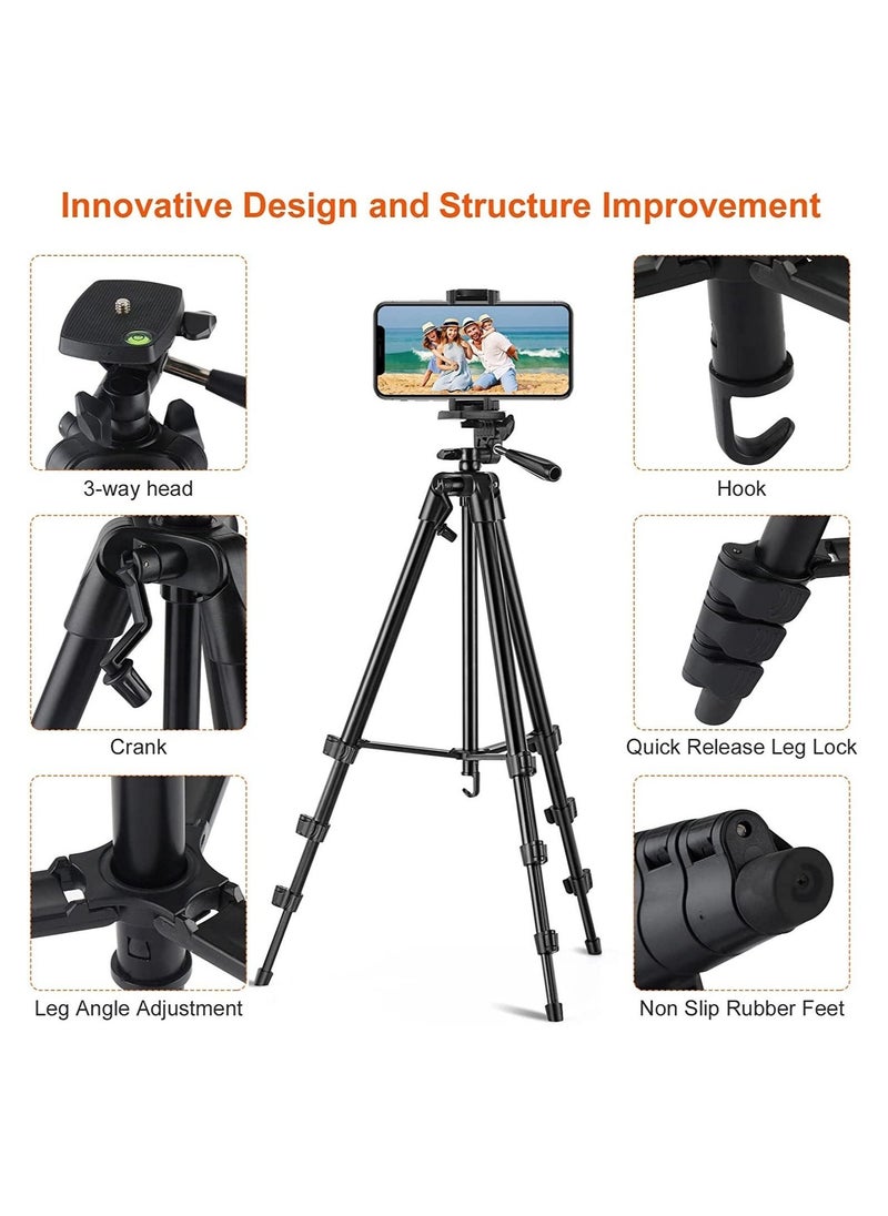 Generic Phone Tripod 127cm/50in, Eocean Aluminum Mobile Tripod Stand with Carry Bag for DSRL, SRL, Travel Tripod with Wireless Remote Control for Live Streaming, Work, Vlogging  - Image 2