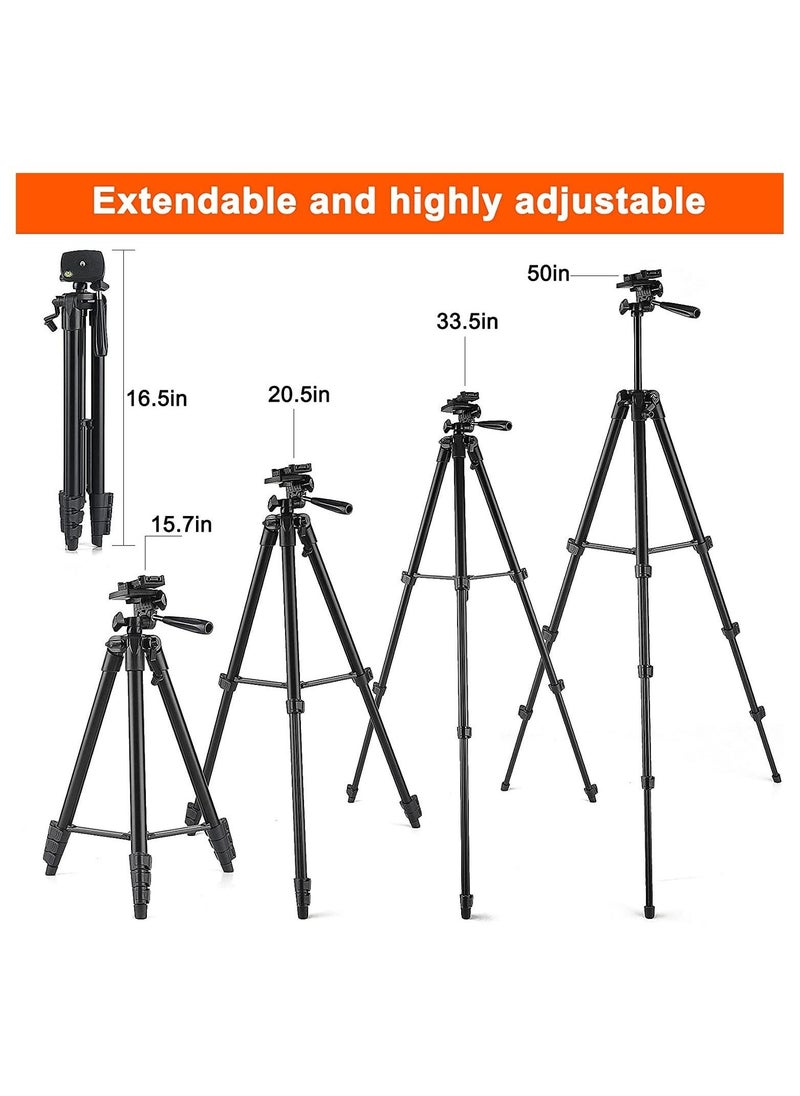 Generic Phone Tripod 127cm/50in, Eocean Aluminum Mobile Tripod Stand with Carry Bag for DSRL, SRL, Travel Tripod with Wireless Remote Control for Live Streaming, Work, Vlogging  - Image 1