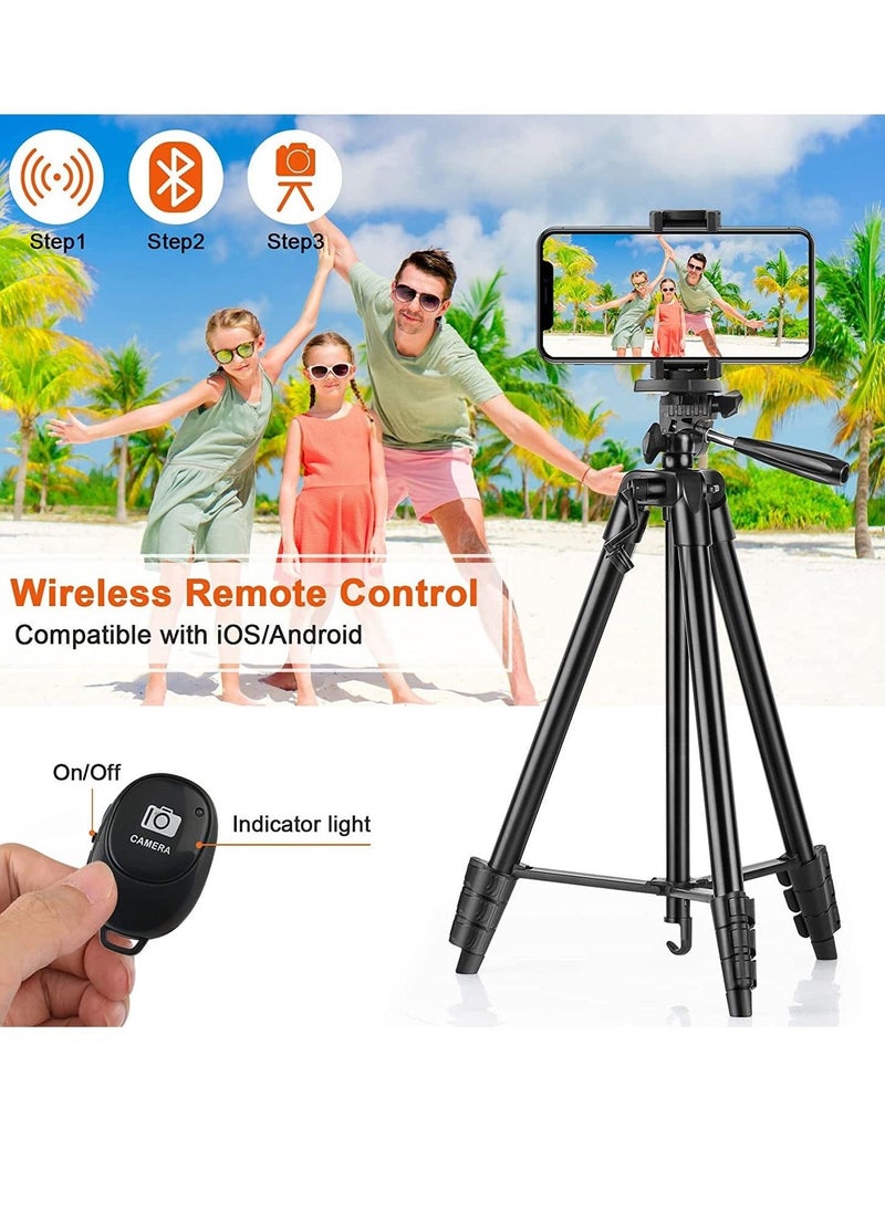 Generic Phone Tripod 127cm/50in, Eocean Aluminum Mobile Tripod Stand with Carry Bag for DSRL, SRL, Travel Tripod with Wireless Remote Control for Live Streaming, Work, Vlogging  - Image 4