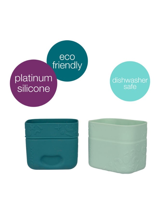 B.Box Silicone Snack Cups with Lid | Fits Lunch Box & Mini Lunch Box | Foldable Design | 5.1–5.7 fl oz | BPA Free-Forest - Image 2