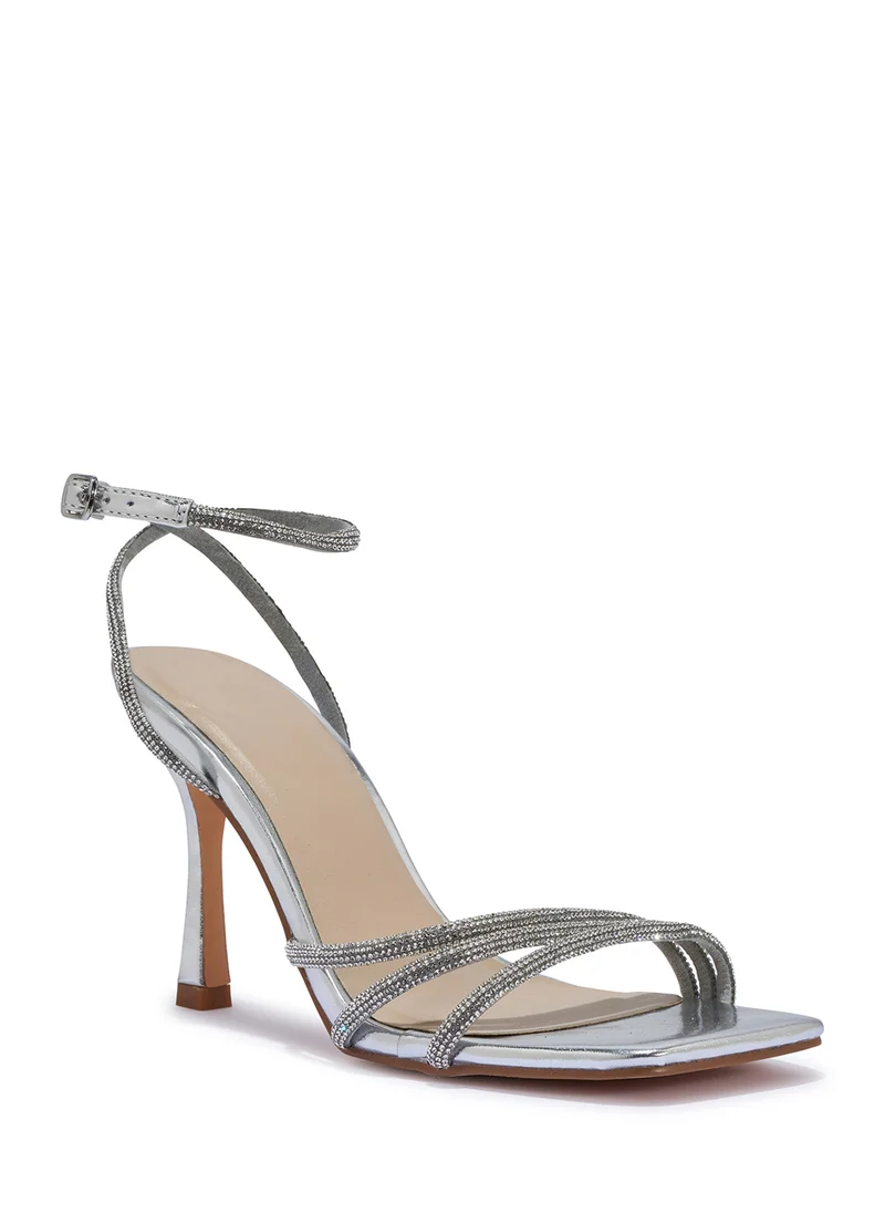 Truffle High Heel With Diamante Strap Sandal