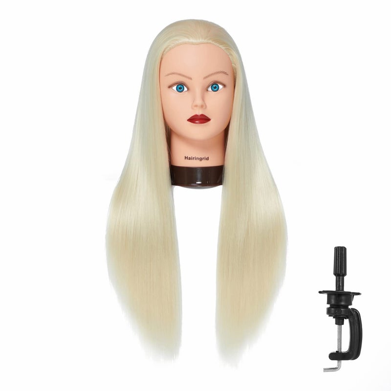 Hairingrid 2628 Mannequin Head Hair Styling Training Head Manikin Cosmetology Doll Head Synthetic Fiber Hair and Free Clamp Holder R71919W61320
