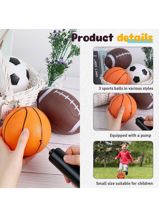 Shindel Sports Balls for Kids, 5 Inches Playground Balls with Hand Pump, Includes Football, Basketball - Image 3