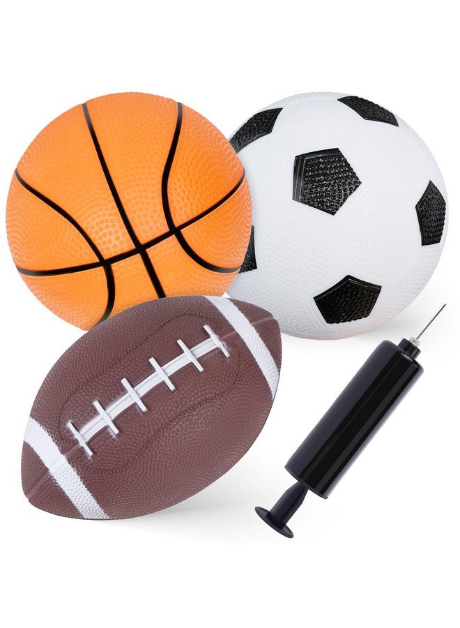 Shindel Sports Balls for Kids, 5 Inches Playground Balls with Hand Pump, Includes Football, Basketball - Image 1