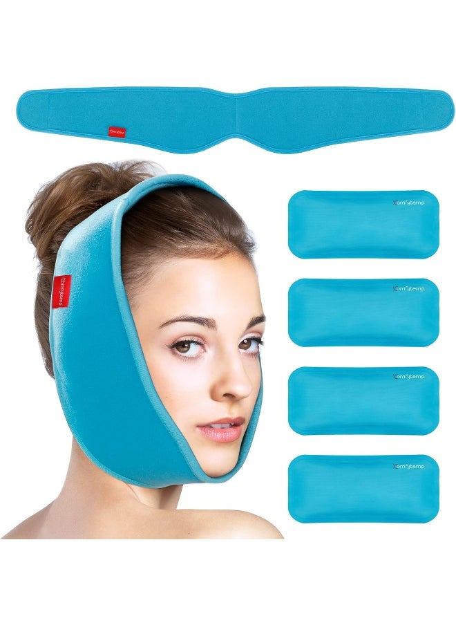 Comfytemp - Wisdom Teeth Ice Pack Head Wrap, Face Ice Pack For Tmj Relief, Surgery Recovery, Fsa Hsa Eligible, 4 Reusable Hot & Cold Gel Packs, Pain Relief For Jaw, Chin, Oral, Facial, Dental Implants - Image 1