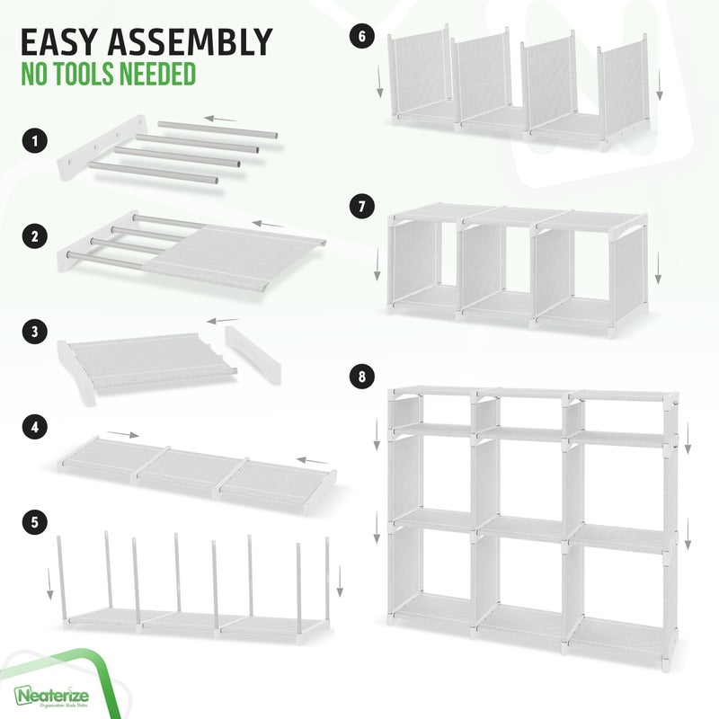 NEATERIZE Cube Storage Organizer with Storage Bins Included - The Perfect Closet Organizers and Storage Solution. Includes 9 Storage Cubes, Great For Toy Storage, Closet Storage, Clothes Storage (White-Grey) - Image 4