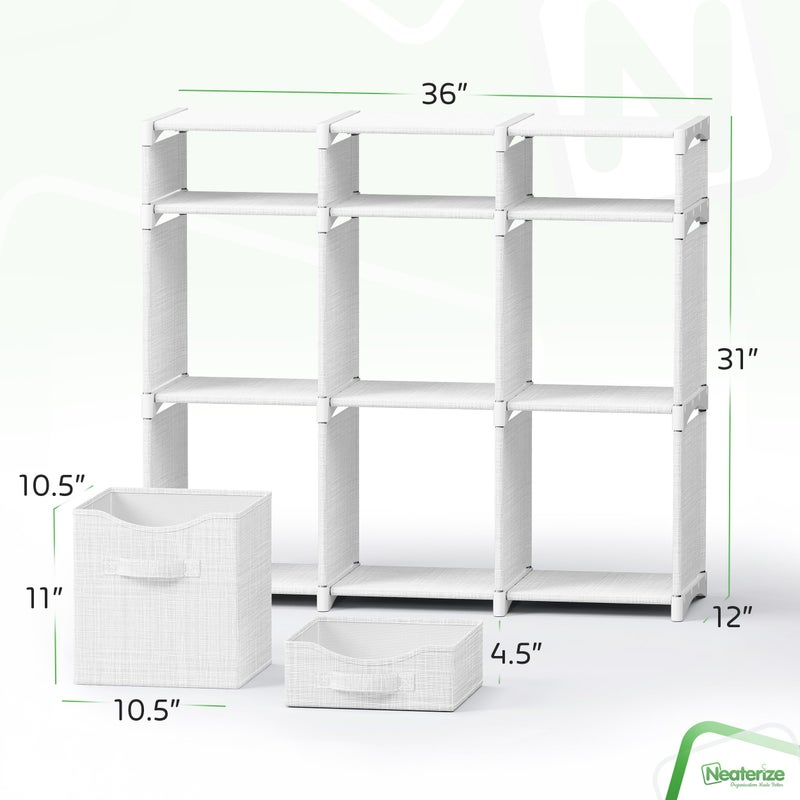 NEATERIZE Cube Storage Organizer with Storage Bins Included - The Perfect Closet Organizers and Storage Solution. Includes 9 Storage Cubes, Great For Toy Storage, Closet Storage, Clothes Storage (White-Grey) - Image 2