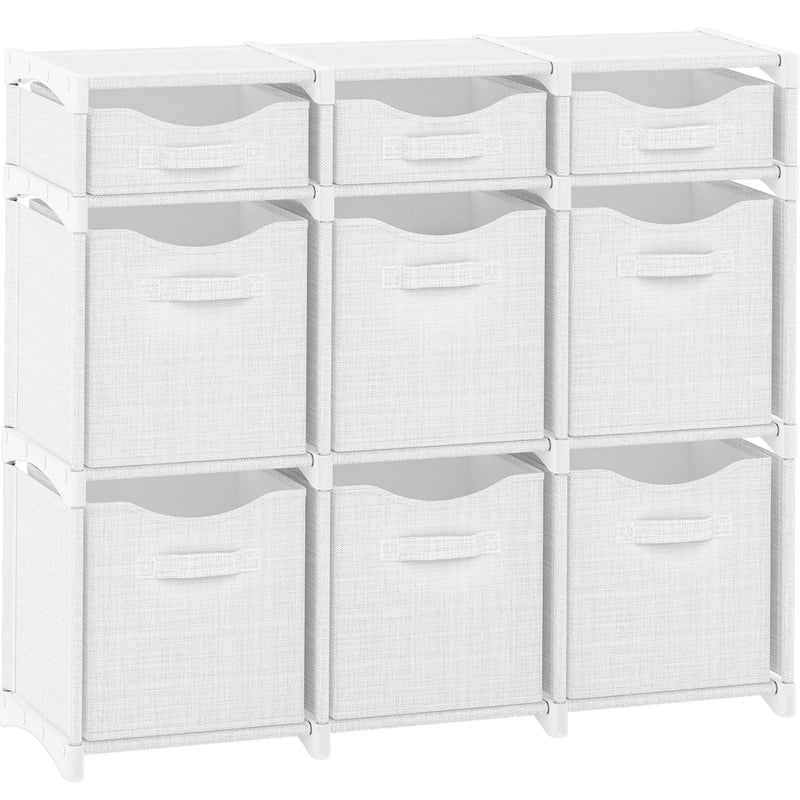 NEATERIZE Cube Storage Organizer with Storage Bins Included - The Perfect Closet Organizers and Storage Solution. Includes 9 Storage Cubes, Great For Toy Storage, Closet Storage, Clothes Storage (White-Grey) - Image 1