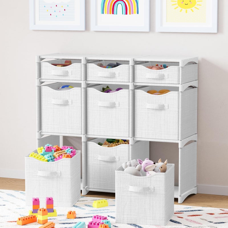 NEATERIZE Cube Storage Organizer with Storage Bins Included - The Perfect Closet Organizers and Storage Solution. Includes 9 Storage Cubes, Great For Toy Storage, Closet Storage, Clothes Storage (White-Grey) - Image 3
