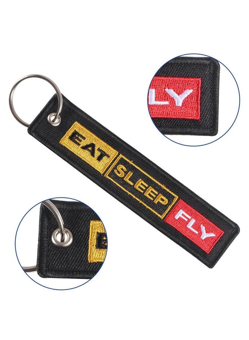 SOLDOUT Double Sided Embroidery Flight Crew Captain Pilot Keychain Keyring For Motorcycles, Cars, Bag, Key Fobs Fashion (Eat Sleep Fly) - Image 3