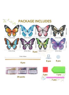 SYOSI Butterfly Diamond Art,  Butterfly Diamond Painting Kits, DIY Butterfly Stakes Diamond Art Kits, DIY Full Drill Diamond Dots Paintings Picture Arts Craft for Home Wall Art Decor 8 Pcs  - Image 4