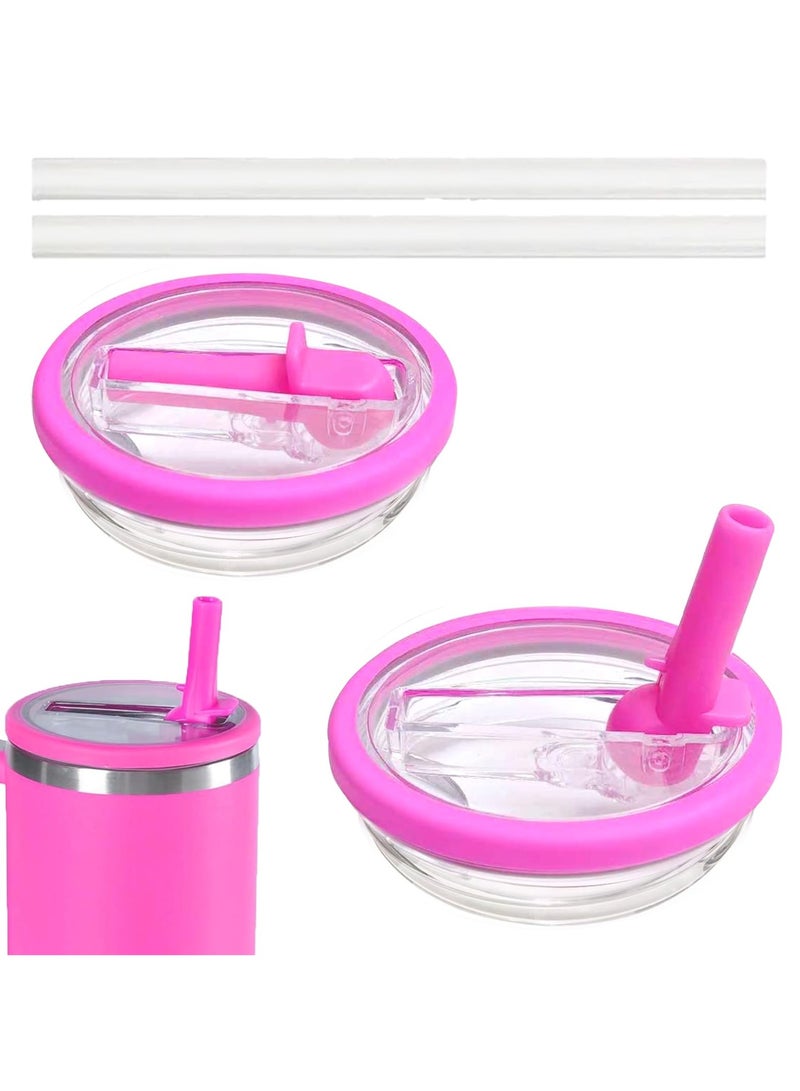 لغة عبوتان من غطاء استبدال لقشة Flip سعة 40 أونصة، يناسب زجاجة ستانلي كوينشر، أغطية مقاومة للتسرب ومضادة للرش، غطاء قابل لإعادة الاستخدام لأكواب ستانلي (أحمر) - Image 1