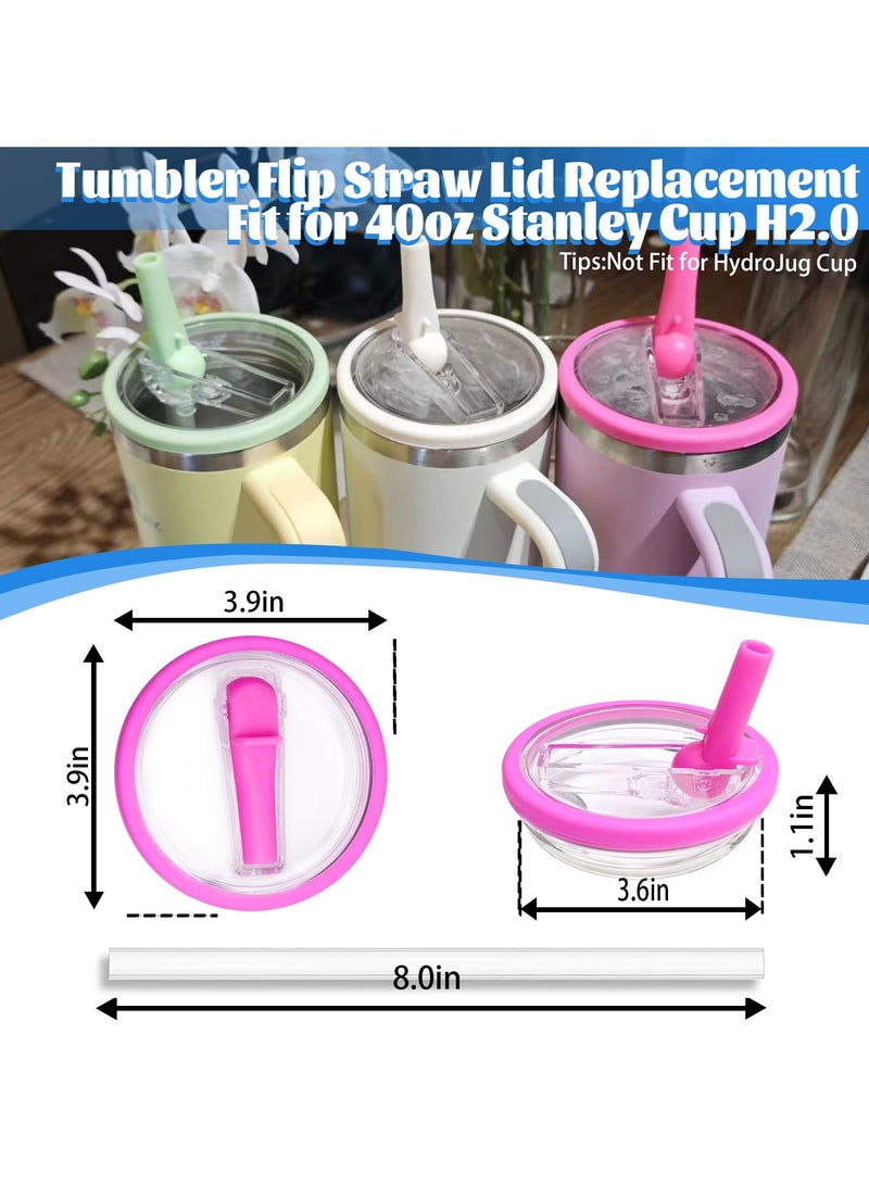 لغة عبوتان من غطاء استبدال لقشة Flip سعة 40 أونصة، يناسب زجاجة ستانلي كوينشر، أغطية مقاومة للتسرب ومضادة للرش، غطاء قابل لإعادة الاستخدام لأكواب ستانلي (أحمر) - Image 2