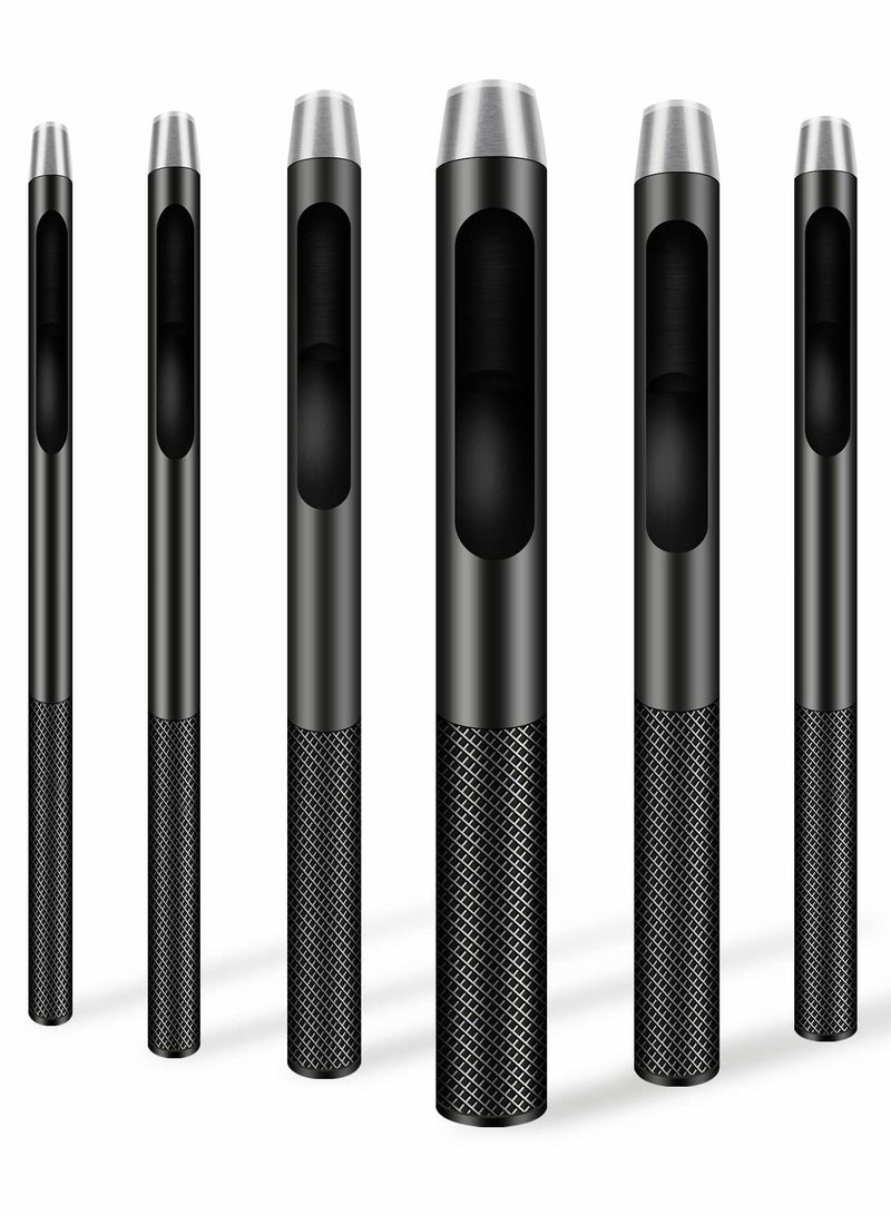 Leather Hole Punch, 6 Pcs Round Hollow Punch Set, Industrial Grade Black Punch - Image 1