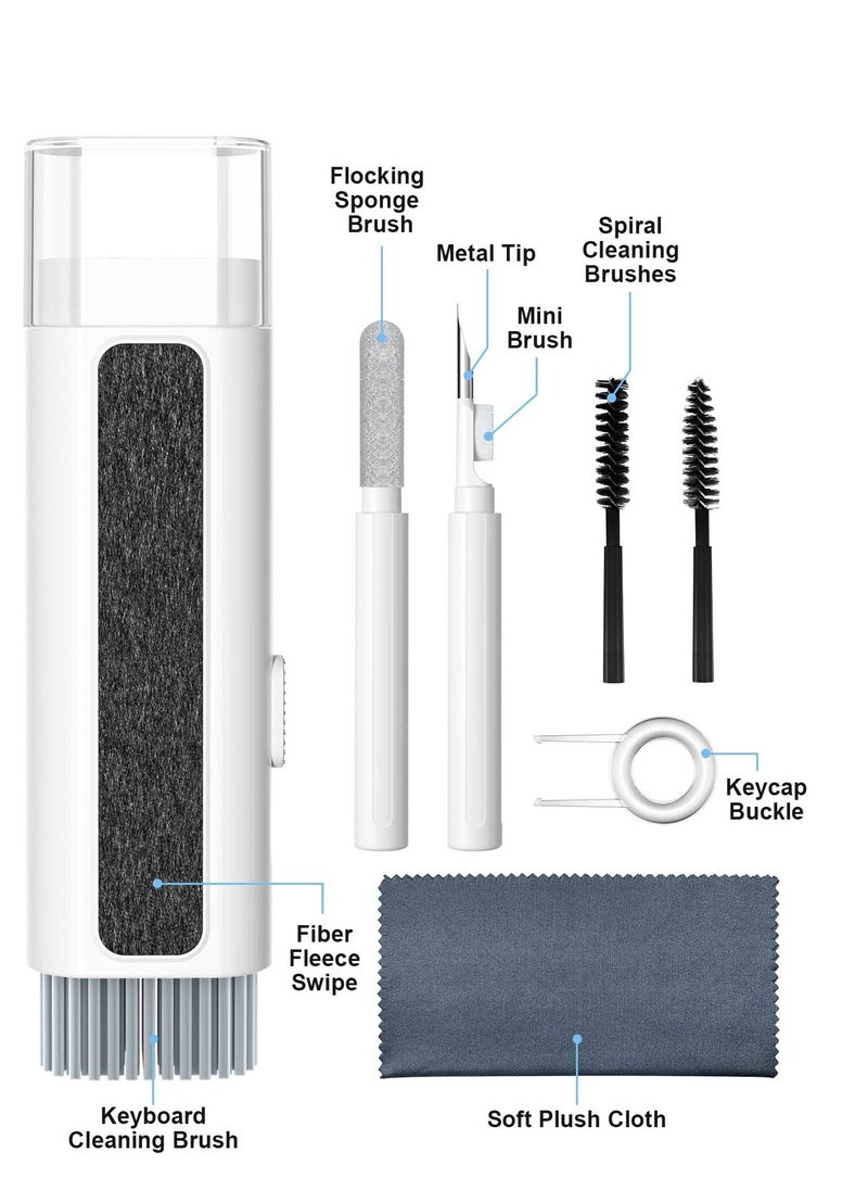 Excefore - 8 in 1 Cleaner Kit, Multi-Function Electronic Cleaner Kit, Keyboard Cleaner Kit with Brush, for Earbud, Phone, Bluetooth, iPad, Earphones, Computer, Camera (White) - Image 1
