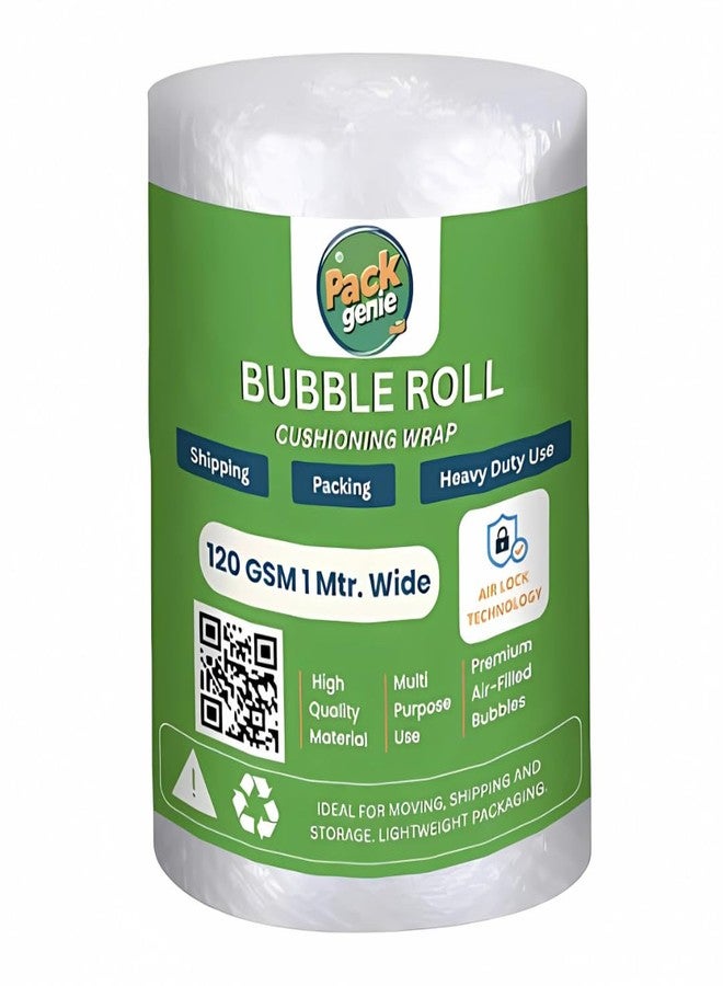 PackGenie Heavy-Duty 120 Gsm Thickness 1 Meter Wide Bubble Wrap Roll Perfect for Shipping, Moving, and Storage Needs, Cushioning Material – Guard Your Items Against Impact and Damage (5 Meter) - Image 1