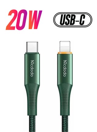 CA-9961 Type-C to Lightning Cable 1.2M - PD20W Fast Charging with Smart Indicator Light (Green) - pzsku/Z47EFA5D8A06E3A0C66FFZ/45/_/1738266856/8a21ef7a-27e8-4970-b166-a675ad9c0bff