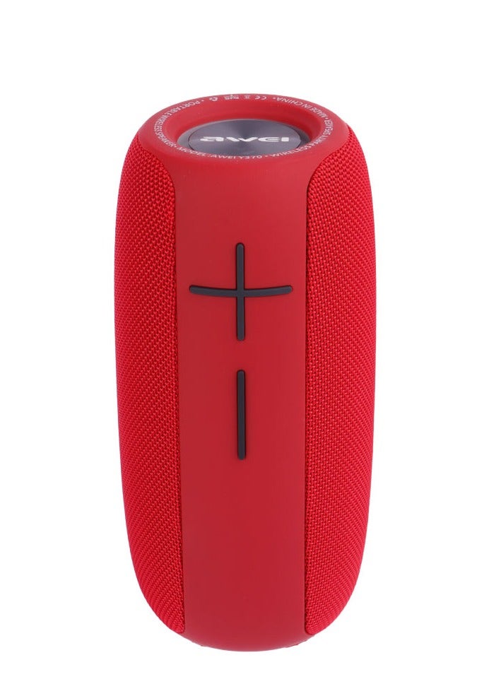 Awei Y370 Bluetooth Speaker Portable Wireless Audio With Led Outdoor Waterproof Loudspeaker Stereo Surround Support FM Radio TF - Red - Image 1