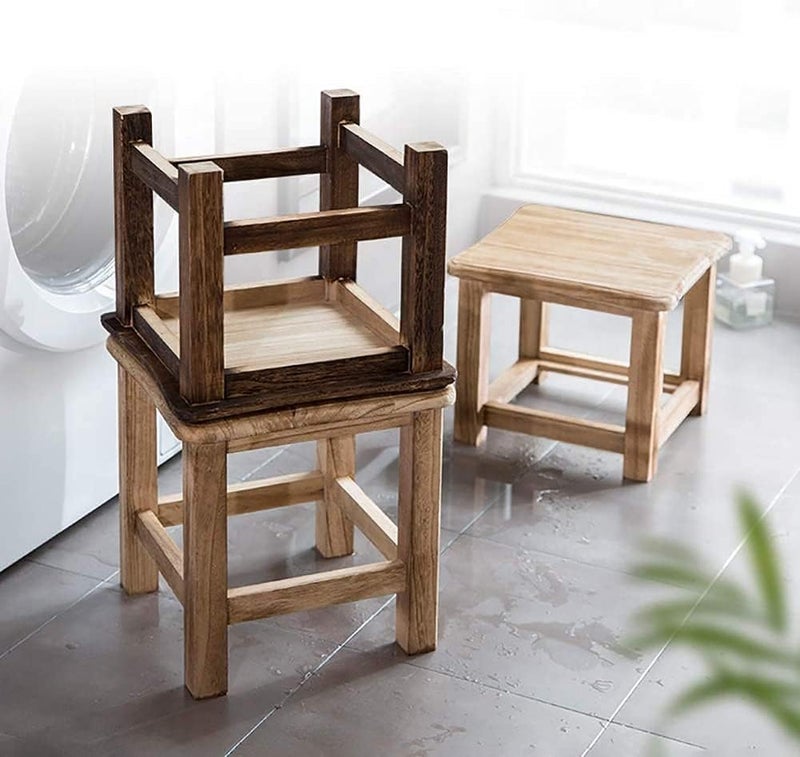 Generic Indian Decor. RW832 Step Stool Ottoman Storage Box Dressing Stool, Footstool Solid Wood Square Stool Seat Family Thicken Dining Table Bench (Color : Brown) - Image 2