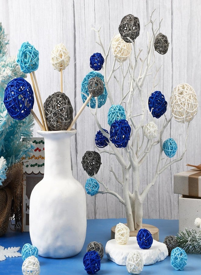 SANNIX 40Pcs Wicker Rattan Balls, 3 Sizes Decorative Balls for Vase Filler Bowl Centerpiece Blue Gray White Orbs Decor Table Home Decorations Party Ornaments Winter Tree Decor - Image 5