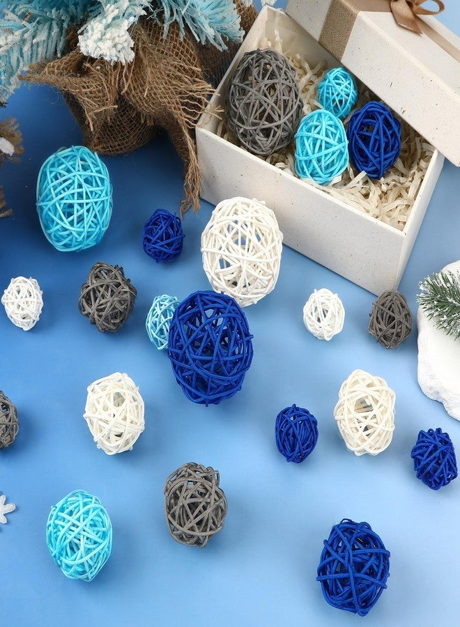SANNIX 40Pcs Wicker Rattan Balls, 3 Sizes Decorative Balls for Vase Filler Bowl Centerpiece Blue Gray White Orbs Decor Table Home Decorations Party Ornaments Winter Tree Decor - Image 3