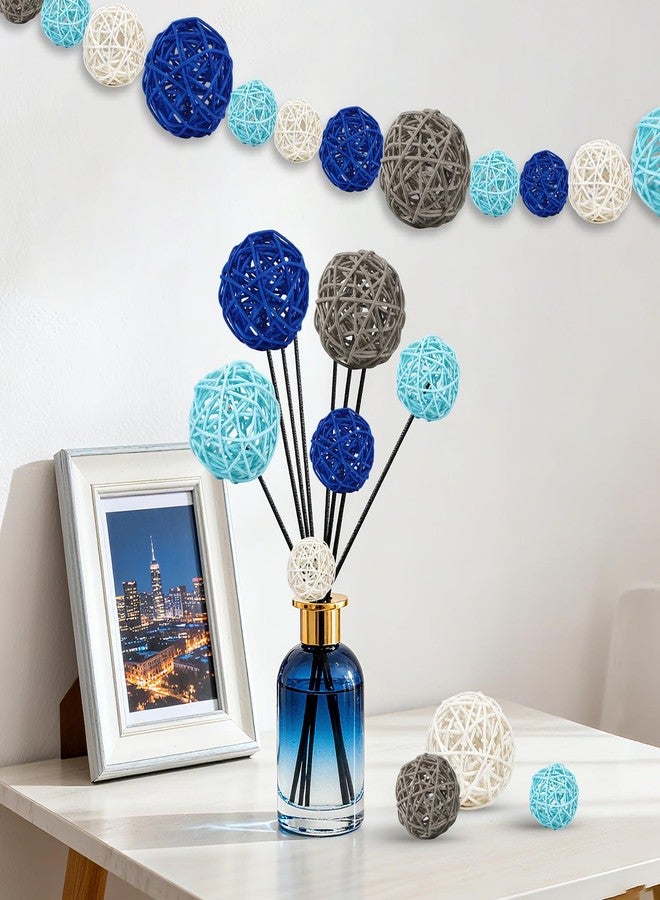 SANNIX 40Pcs Wicker Rattan Balls, 3 Sizes Decorative Balls for Vase Filler Bowl Centerpiece Blue Gray White Orbs Decor Table Home Decorations Party Ornaments Winter Tree Decor - Image 4