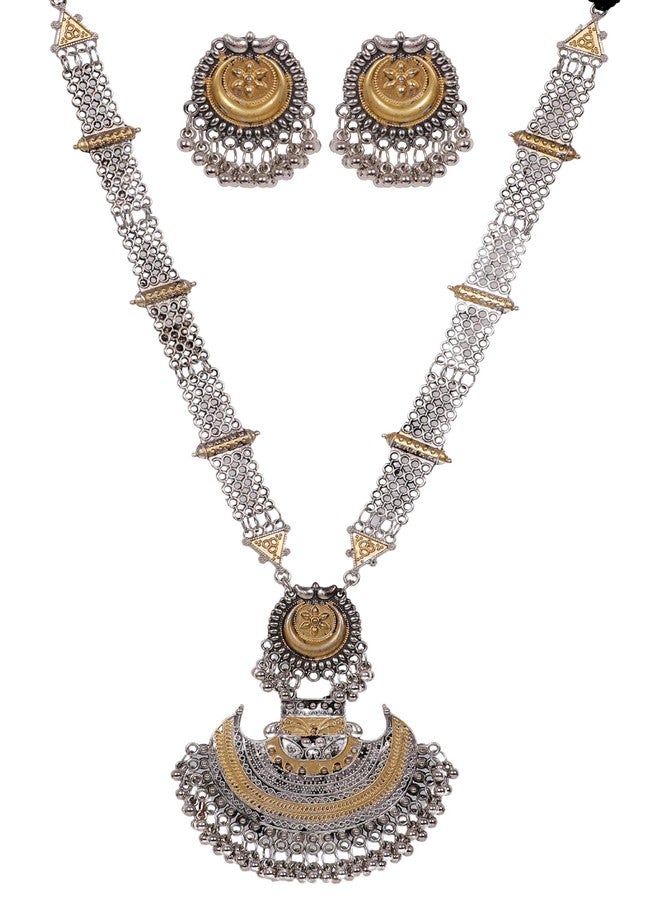 Siddhatva Traditional Boho Fashion Ethnic Oxidised Silver Dual Tone Necklace Earring Jewelry Women - Image 1