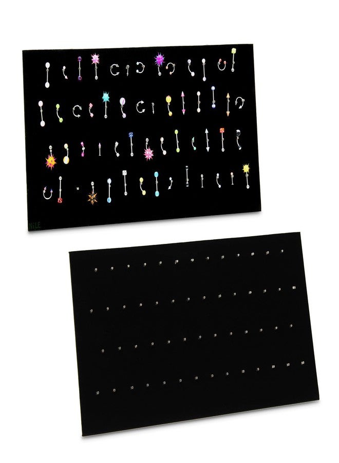 MOOCA 54 Clip Pendant/Body Jewelry Showcase Display Pad with Built in Easel for Belly Button Rings, Tongue Rings and Industrial Barbell organizer, Black Velvet, 2 Pieces Set - Image 1