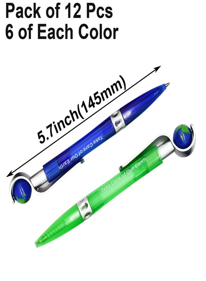 Maydahui 12 Pcs Cute Earth Globe Spinning Pens Retractable Tellurion Ballpoint Pen Black Ink Novelty for Earth Day Office Supplies Desk Decor - Image 2