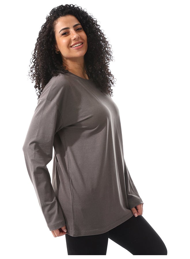 Andora Iron Grey Long Sleeves Basic Tees_Dark Grey - Image 5