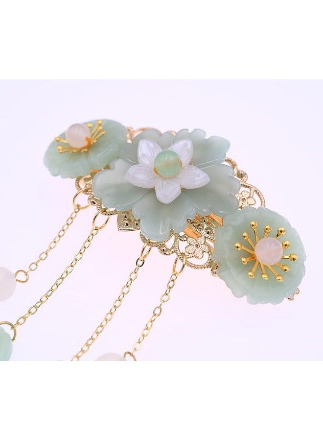 MIAO WU Chinese Style Hair Clip Ponytail Holder Long Tassel Hair Hairpin Jade Flower Pearl For Women Hanfu Cosplay Hair Accessories - Image 5