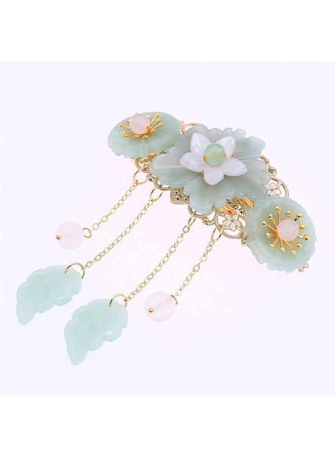 MIAO WU Chinese Style Hair Clip Ponytail Holder Long Tassel Hair Hairpin Jade Flower Pearl For Women Hanfu Cosplay Hair Accessories - Image 4