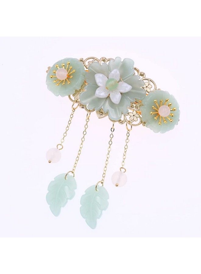 MIAO WU Chinese Style Hair Clip Ponytail Holder Long Tassel Hair Hairpin Jade Flower Pearl For Women Hanfu Cosplay Hair Accessories - Image 2