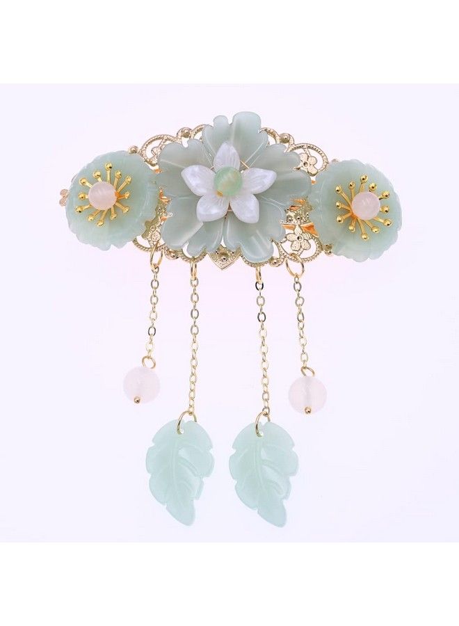 MIAO WU Chinese Style Hair Clip Ponytail Holder Long Tassel Hair Hairpin Jade Flower Pearl For Women Hanfu Cosplay Hair Accessories - Image 3