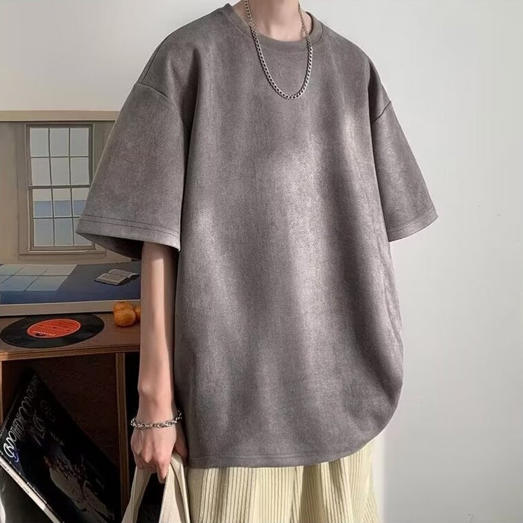 Heavy Suede Short-Sleeved T-Shirt Men'S Summer American Style Retro Fashion Brand Oversize Loose Half-Sleeved T-Shirt Top - Image 5