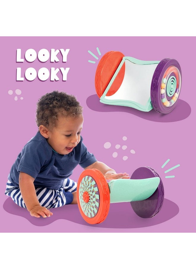 B. Toys B. Baby Baby Activity Rolypoly Mirror For Tummy Time Colorful & Sensory Wheels Crawling Toy For Newborns Babies Lookylooky 0 Months +Purple  - Image 4