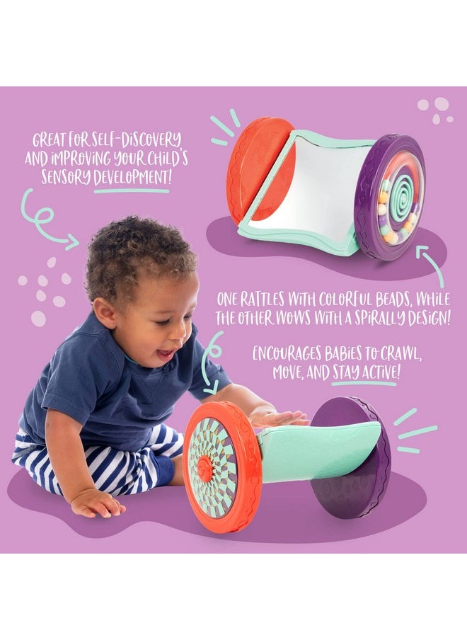 B. Toys B. Baby Baby Activity Rolypoly Mirror For Tummy Time Colorful & Sensory Wheels Crawling Toy For Newborns Babies Lookylooky 0 Months +Purple  - Image 3