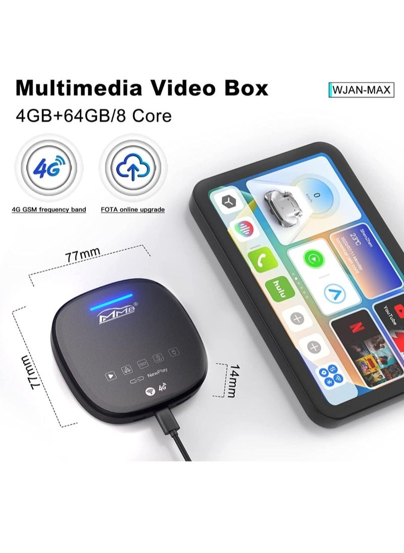MMBABY Ai Box MMB MAX Multimedia Video Box Wireless CarPlay Adapter Ai Box Android 10 System 8 Cord 4+64G Support 4G Band Wireless Android Auto Built in GPS MAX 256G TF Card Fit For Car From 2017 To Now  - Image 4