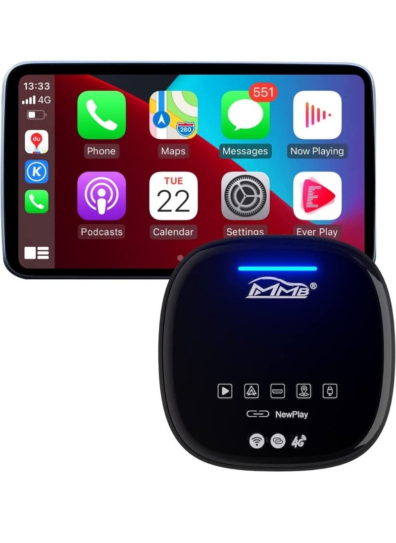 MMBABY Ai Box MMB MAX Multimedia Video Box Wireless CarPlay Adapter Ai Box Android 10 System 8 Cord 4+64G Support 4G Band Wireless Android Auto Built in GPS MAX 256G TF Card Fit For Car From 2017 To Now  - Image 1