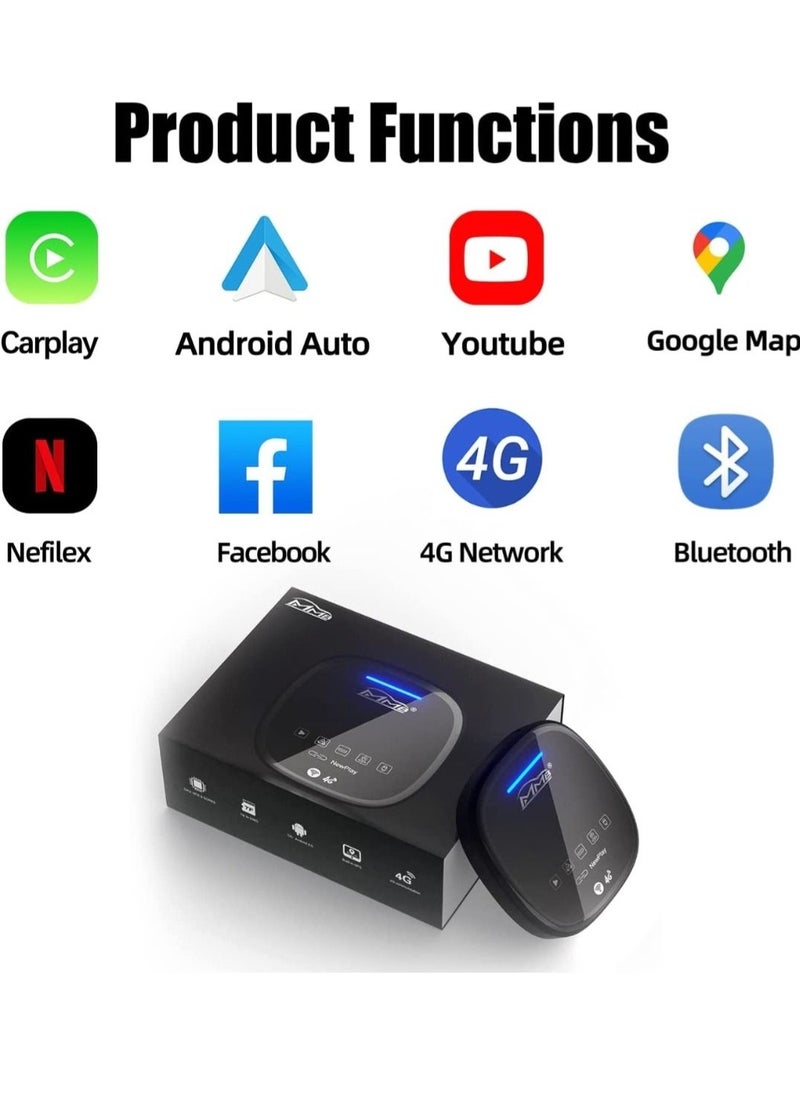MMBABY Ai Box MMB MAX Multimedia Video Box Wireless CarPlay Adapter Ai Box Android 10 System 8 Cord 4+64G Support 4G Band Wireless Android Auto Built in GPS MAX 256G TF Card Fit For Car From 2017 To Now  - Image 2