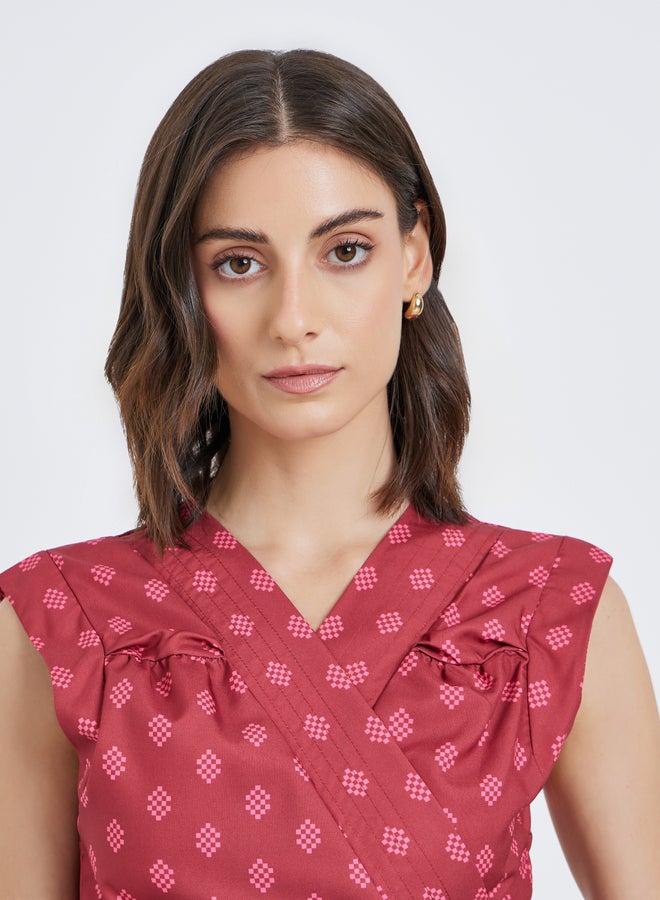 Take Two Printed Sleeveless Wrap Top - Image 3