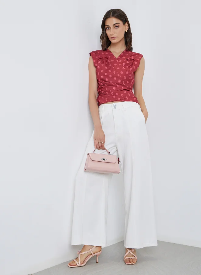 تايك تو Take Two Printed Sleeveless Wrap Top