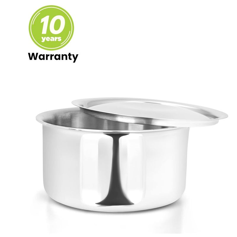 Allo Stainless Steel Triply Tope with Lid/Patila/Bhagona for Grains/Soups/Canning/Desserts/Broth Boiling Tope Induction Gas Base Multi-Purpose Steel | 10 Years Warranty 18cm, 2.7 litres - Image 2